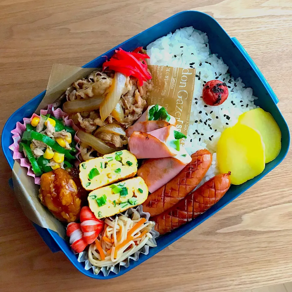 Snapdishの料理写真:甘辛牛肉で旦那弁当♡|ちぃさん