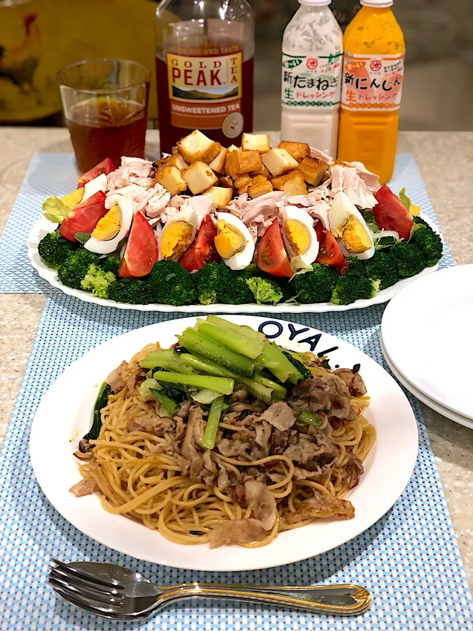 小松菜パスタ🥬
筋肉サラダ🥗|Mayumiさん