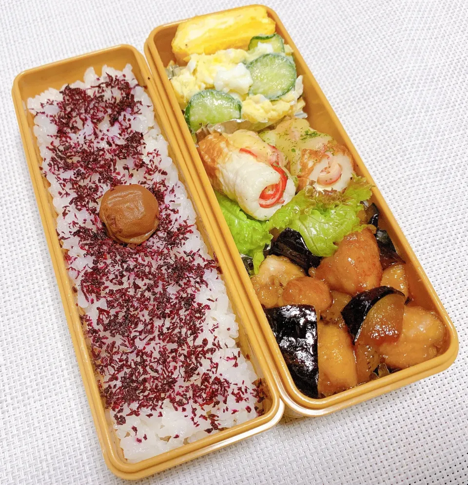 鶏唐とナスの甘酢ごまだれ弁当|h r n 🐻さん