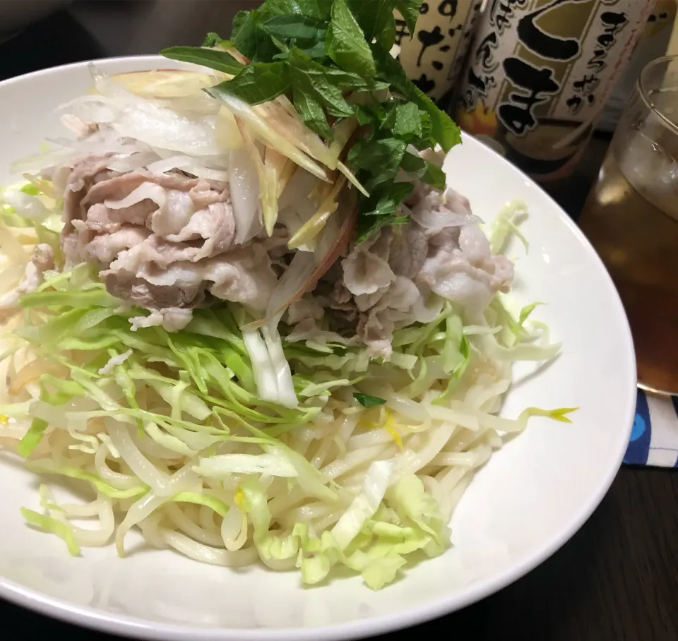 冷しゃぶサラダうどん|ひねくれさん