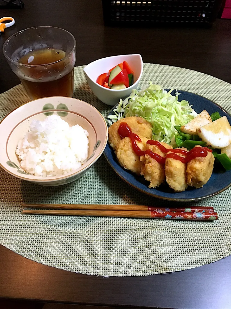 Snapdishの料理写真:豆腐ナゲット レモン酢ピクルス🍋3回目 長芋とピーマンの炒め物|ちぐあささん