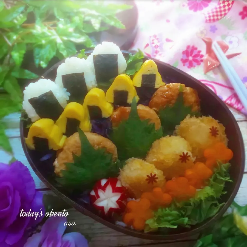 おにぎり＆たまごのこにぎり弁当🍀|asamiさん