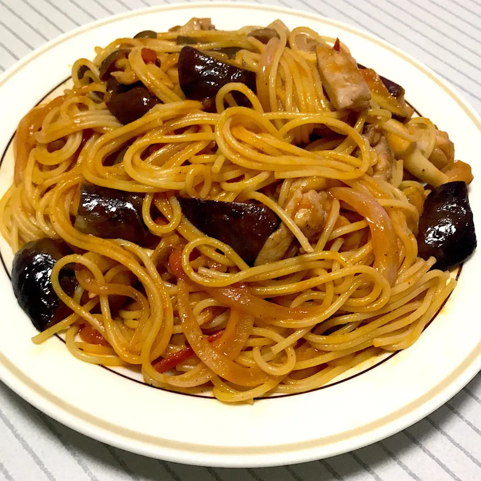 鶏と茄子のトマトパスタ|まさとさん