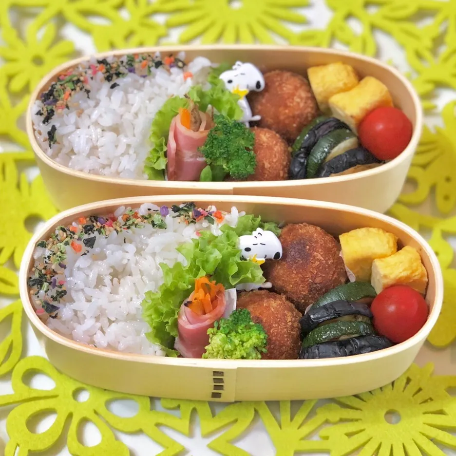 カボチャコロッケ🍀の双子ちゃんお弁当💙❤️|sweet homeさん