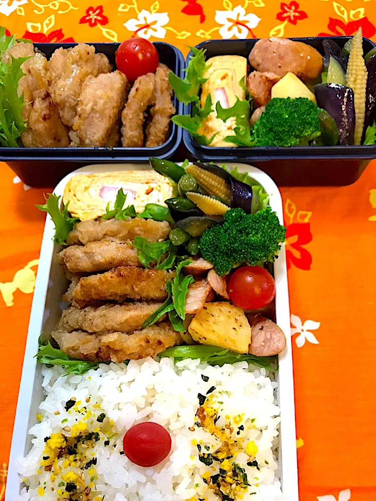 7/4🍱2人分🥢豚ヒレ弁当|🌹ゆぅ🌹さん