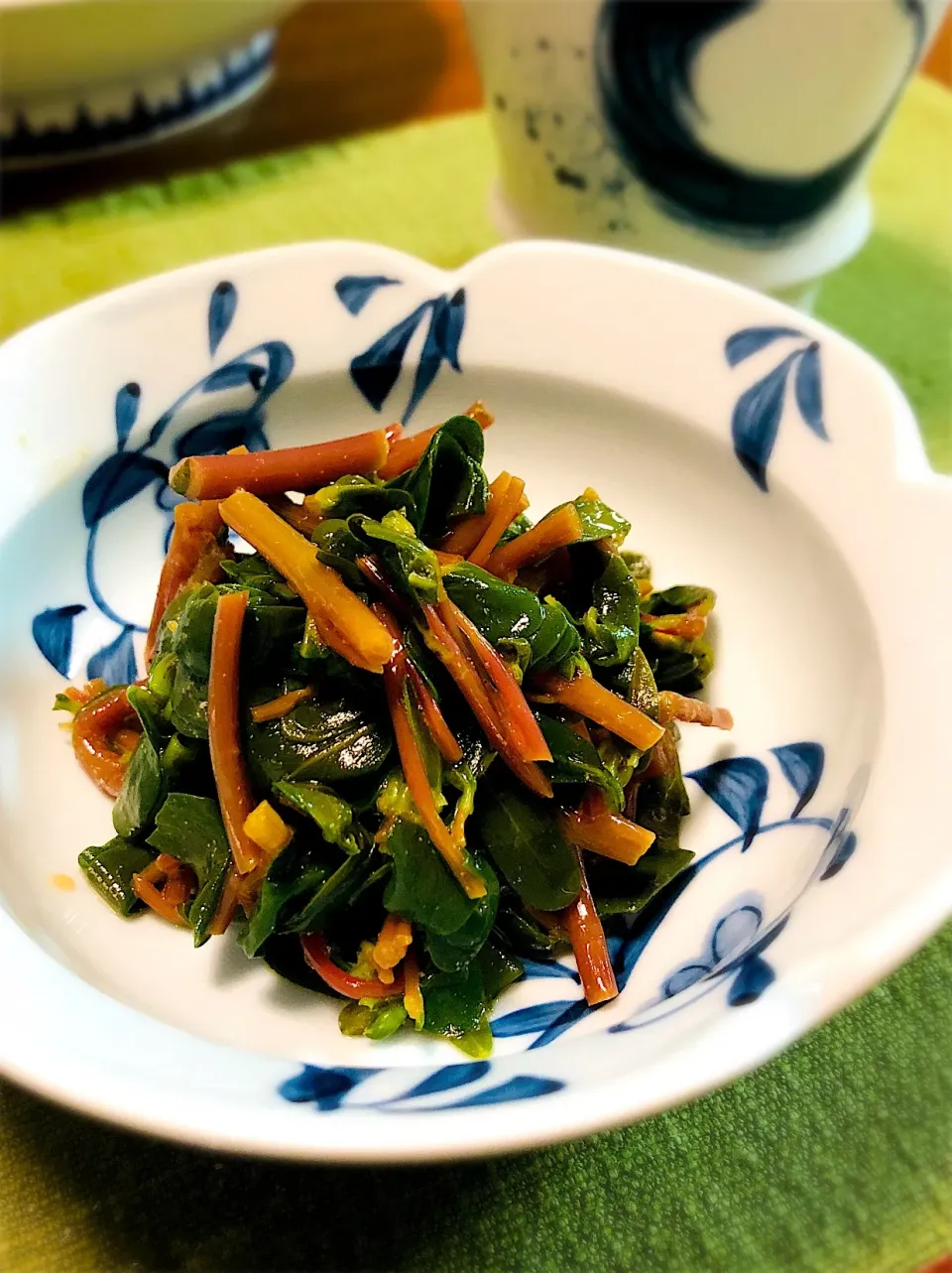 Snapdishの料理写真:初めて食材💚スベリヒユを辛子醤油和えで|Norikoさん