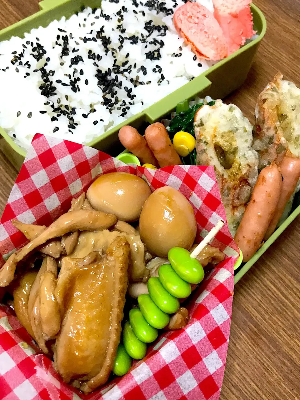 Snapdishの料理写真:高１男子弁当♡手羽中煮|utaさん