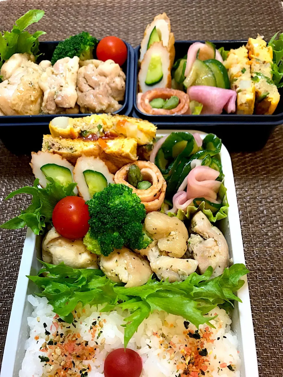 7/5🍱2人分🌟トリモモハーブソルト焼き弁当|🌹ゆぅ🌹さん