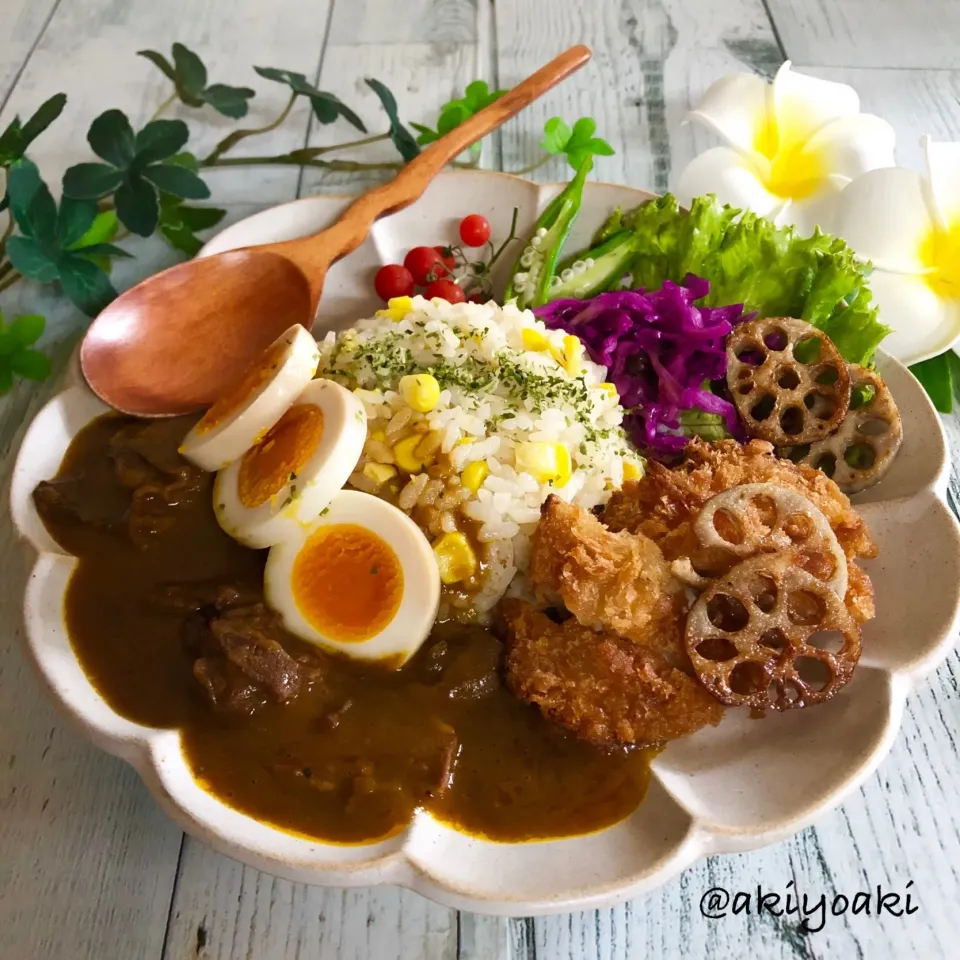 Snapdishの料理写真:野菜たっぷりカツカレー|Akiyoෆ¨̮⑅さん