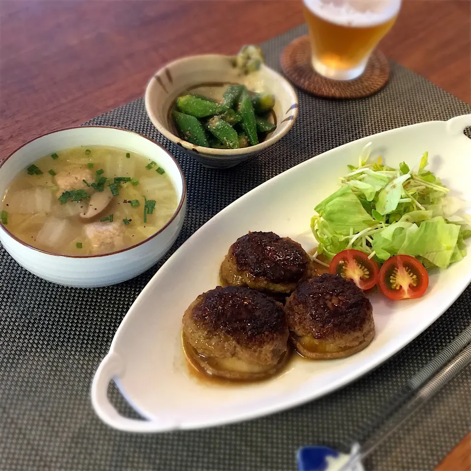 しいたけの肉詰め
オクラのごま和え
鶏団子と白菜のスープ|𓇼 Ⓢ Ⓗ Ⓘ Ⓝ Ⓞ Ⓑ Ⓤ 𓇼さん