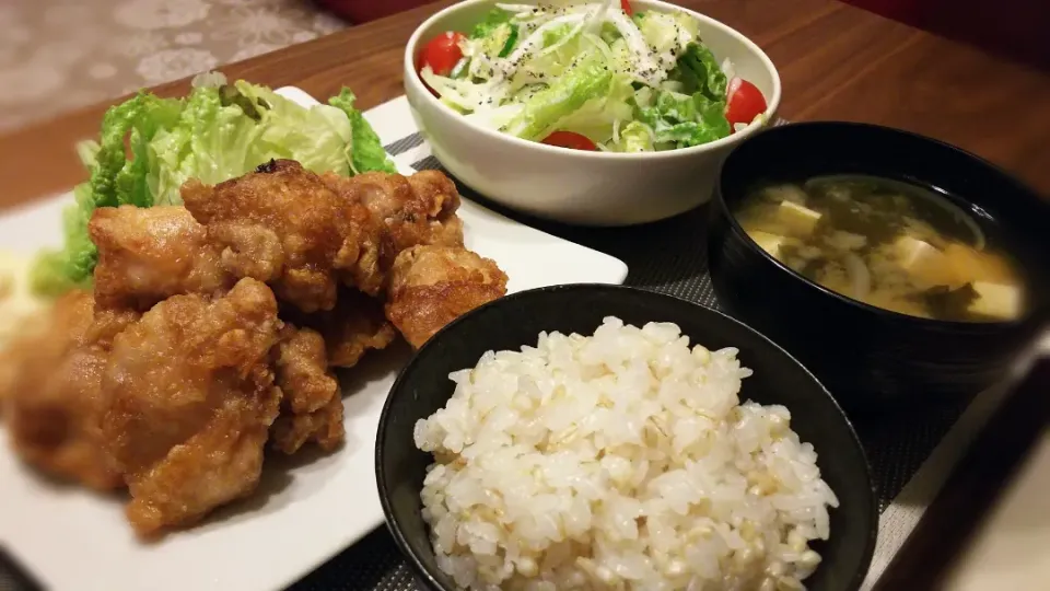 鶏の唐揚げ定食～
の晩ごはん✨|kaz(*･ω･)さん