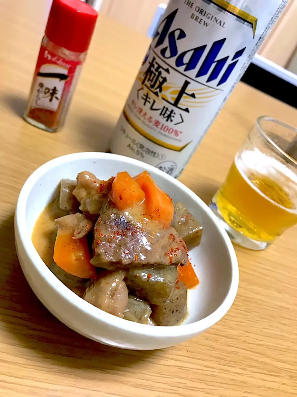 Snapdishの料理写真:牛すじコンニャク白味噌煮|爰音さん