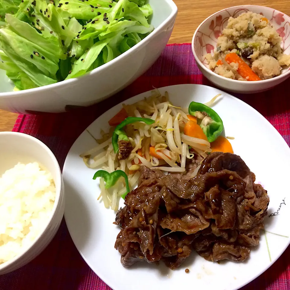 2019/07/08 黒毛和牛焼肉&焼野菜、やみつきキャベツ、ご近所さんにいただいたおから|kykyさん