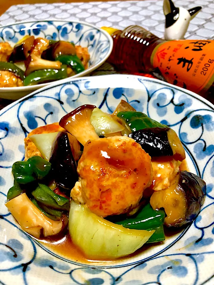 鶏団子と野菜の甘酢餡|くっきいママさん