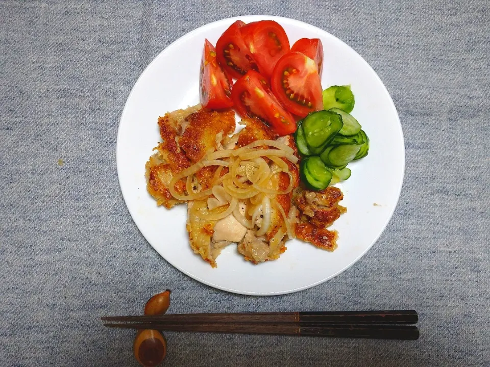 鶏モモ肉の揚げ焼き
玉ねぎ甘酢かけ|卯月さん