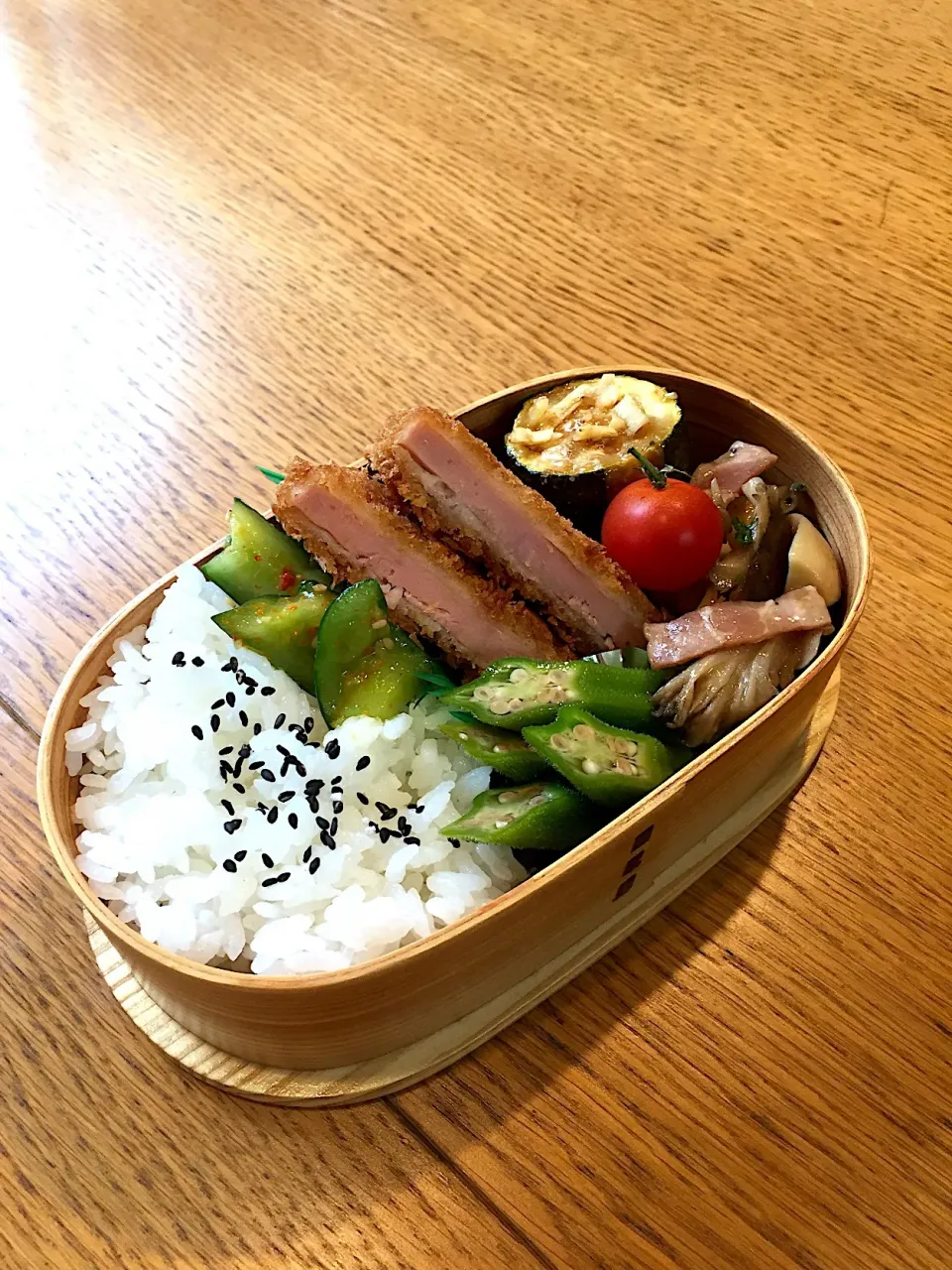 Snapdishの料理写真:自分 野菜いっぱい弁当 #わっぱ弁当|まつださんさん