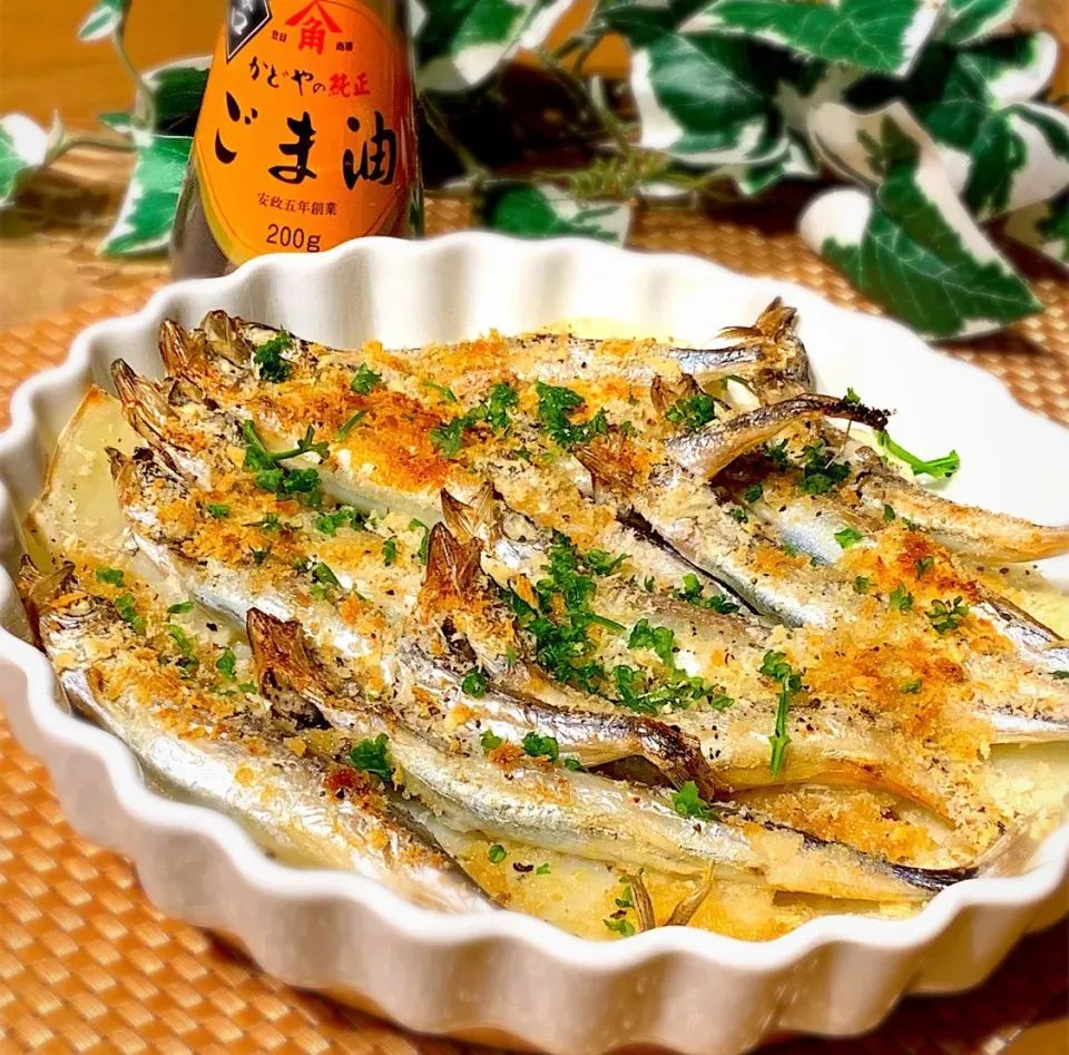 子持ちししゃもとじゃがいものパン粉焼き🐟|あゆさん