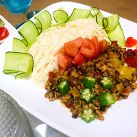 チョッパー＆ホヌさんの料理 ジャージャー素麺😋七夕風〜🎋😅💦