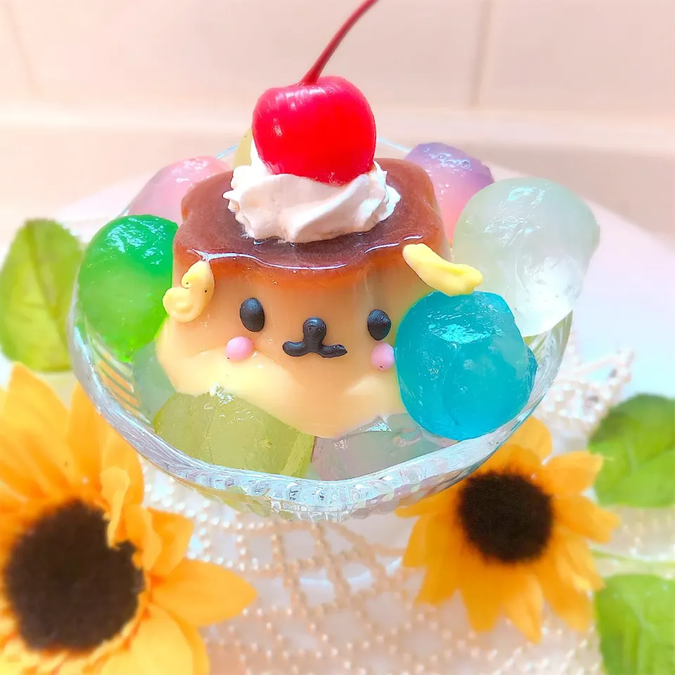 レインボーわらび餅のプリンアラモード🍮|せいこさん