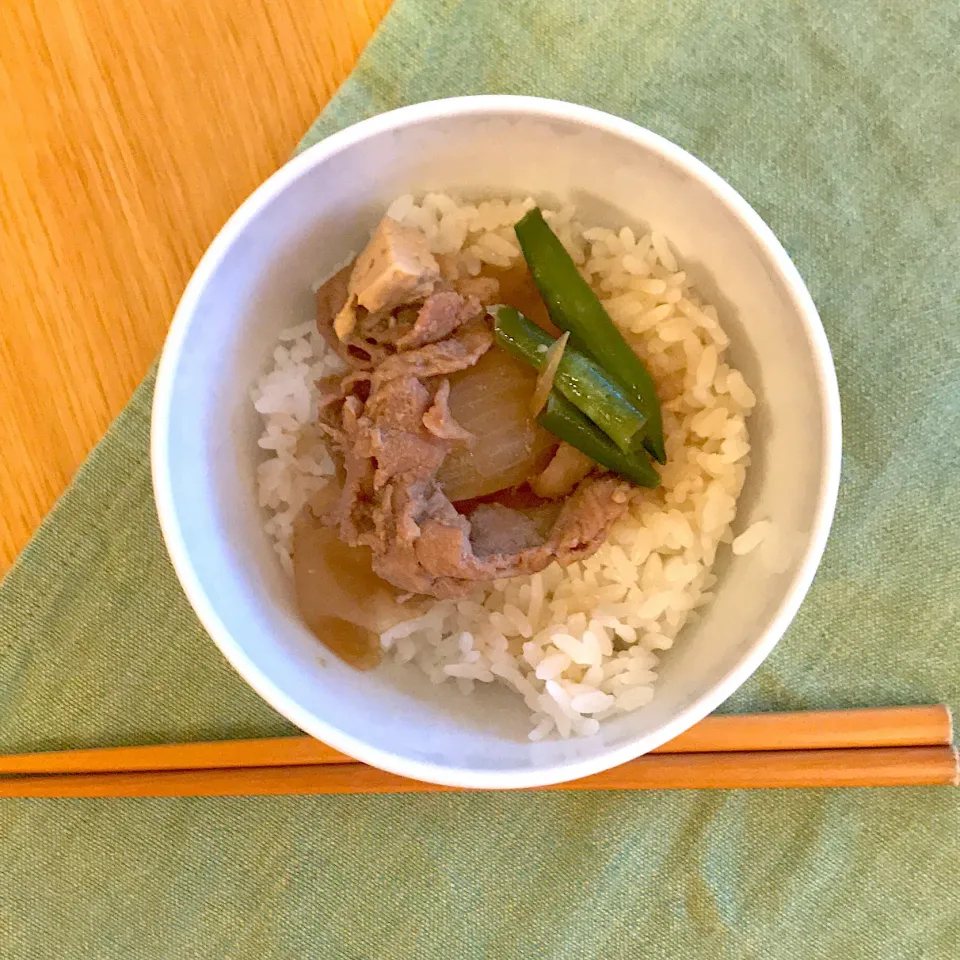 豚丼。少食。晩ごはん|しゅうとうさんさん