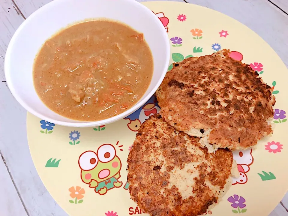 バターチキンカレーと おからのナン  #糖質制限メニュー   #小麦粉不使用|ゆっきー♪さん