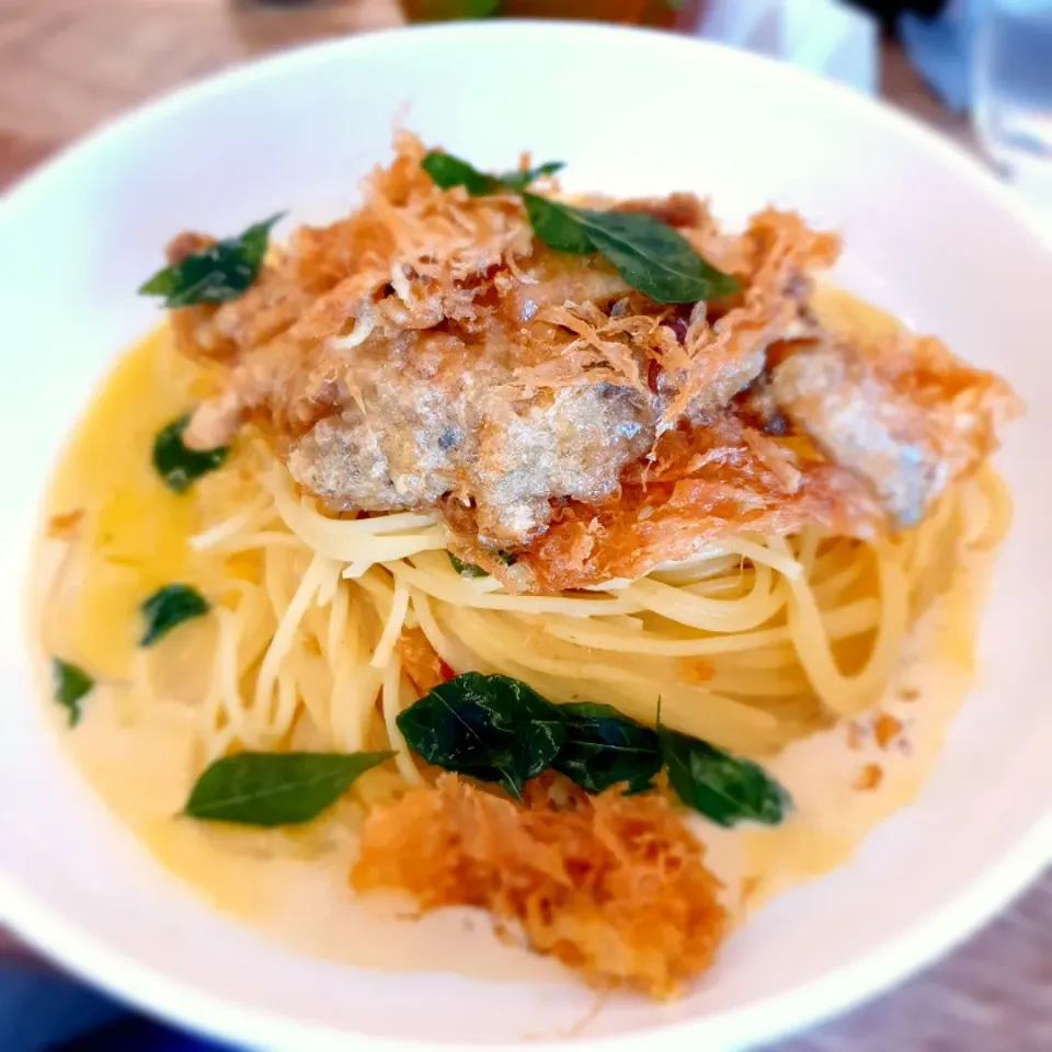 Snapdishの料理写真:softshell crab spagaetti|marsさん