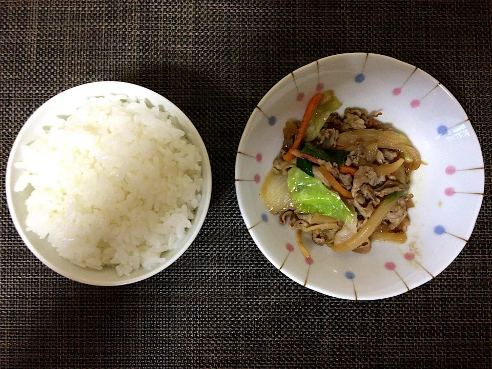 豚肉野菜炒め(ハーフ)ご飯|ばーさんさん