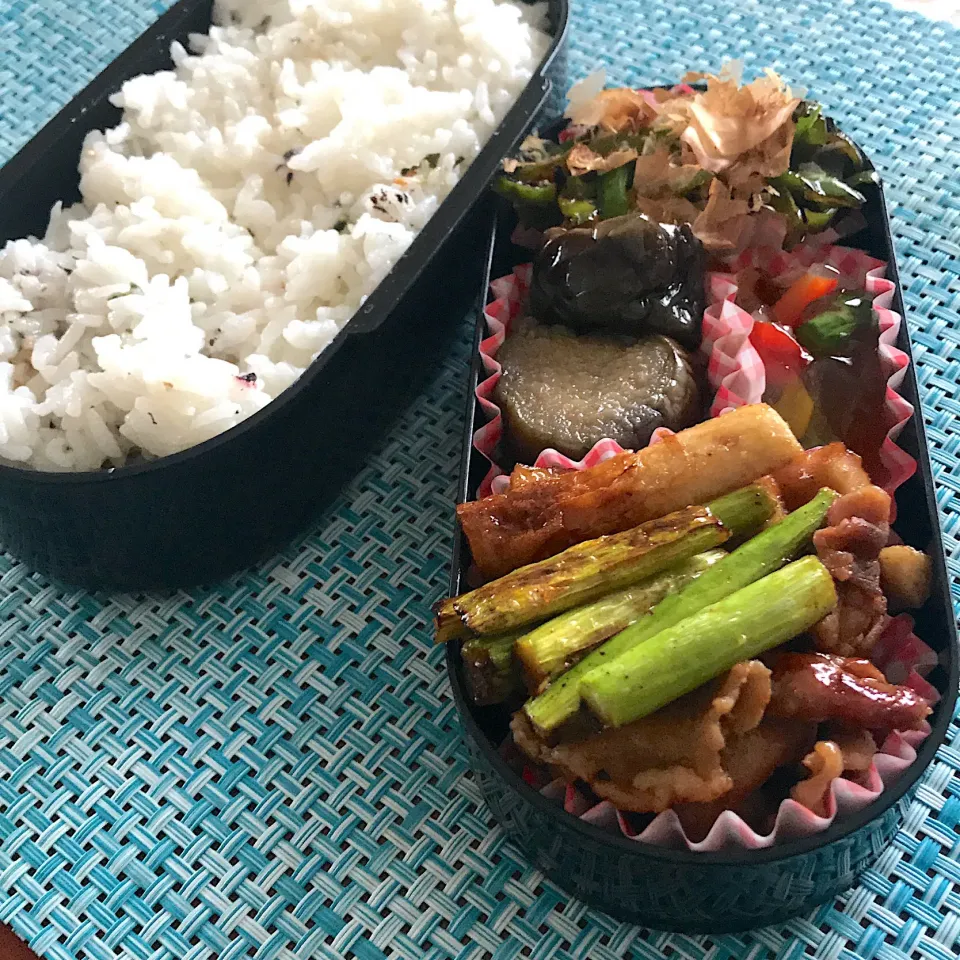 今日のお弁当🍱
なすの煮浸し
野菜のゼリー寄せ
ピーマンのめんつゆ炒め

久しぶりに朝から晴れ☀️
水分補給はしっかりめで

今日も気をつけて
いってらっしゃい👋😊|mokoさん