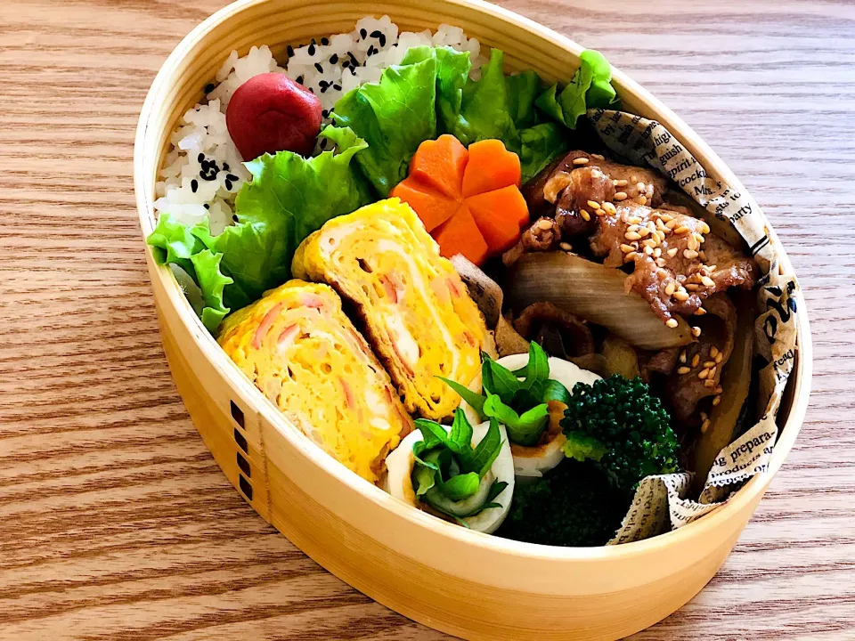 Snapdishの料理写真:#旦那弁当 
#生姜焼き弁当|りえままキッチンさん