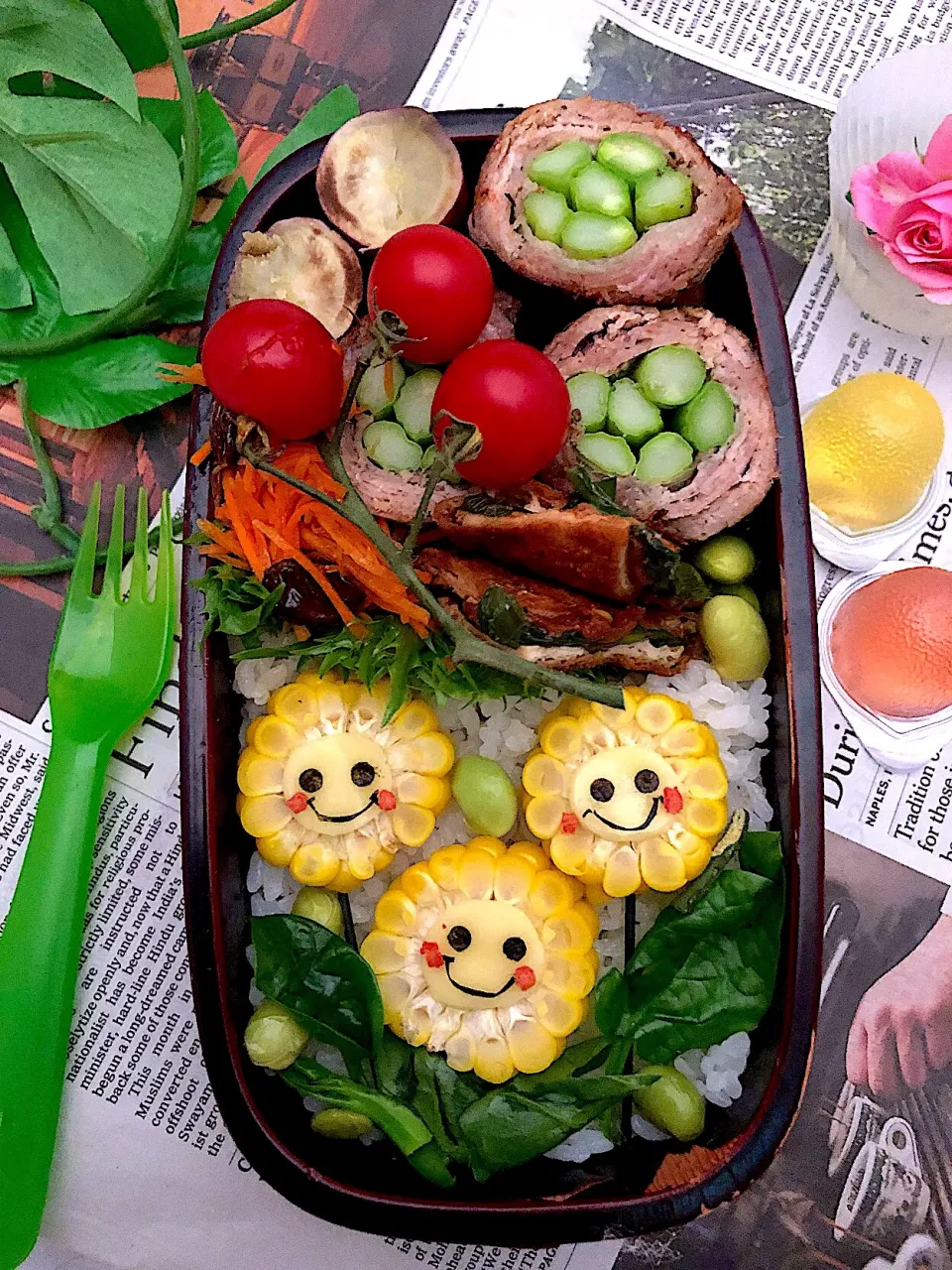 #ひまわり弁当  #ひまわり  #とうもろこしご飯  #キャラ弁初心者 #キャラ弁|大島愛子さん