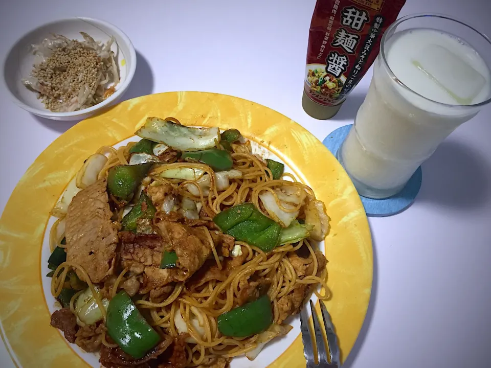 今宵は、甜麺醤パスタ🍝
#甜麺醤パスタ
#胡麻香るごぼうサラダ|Kojiさん