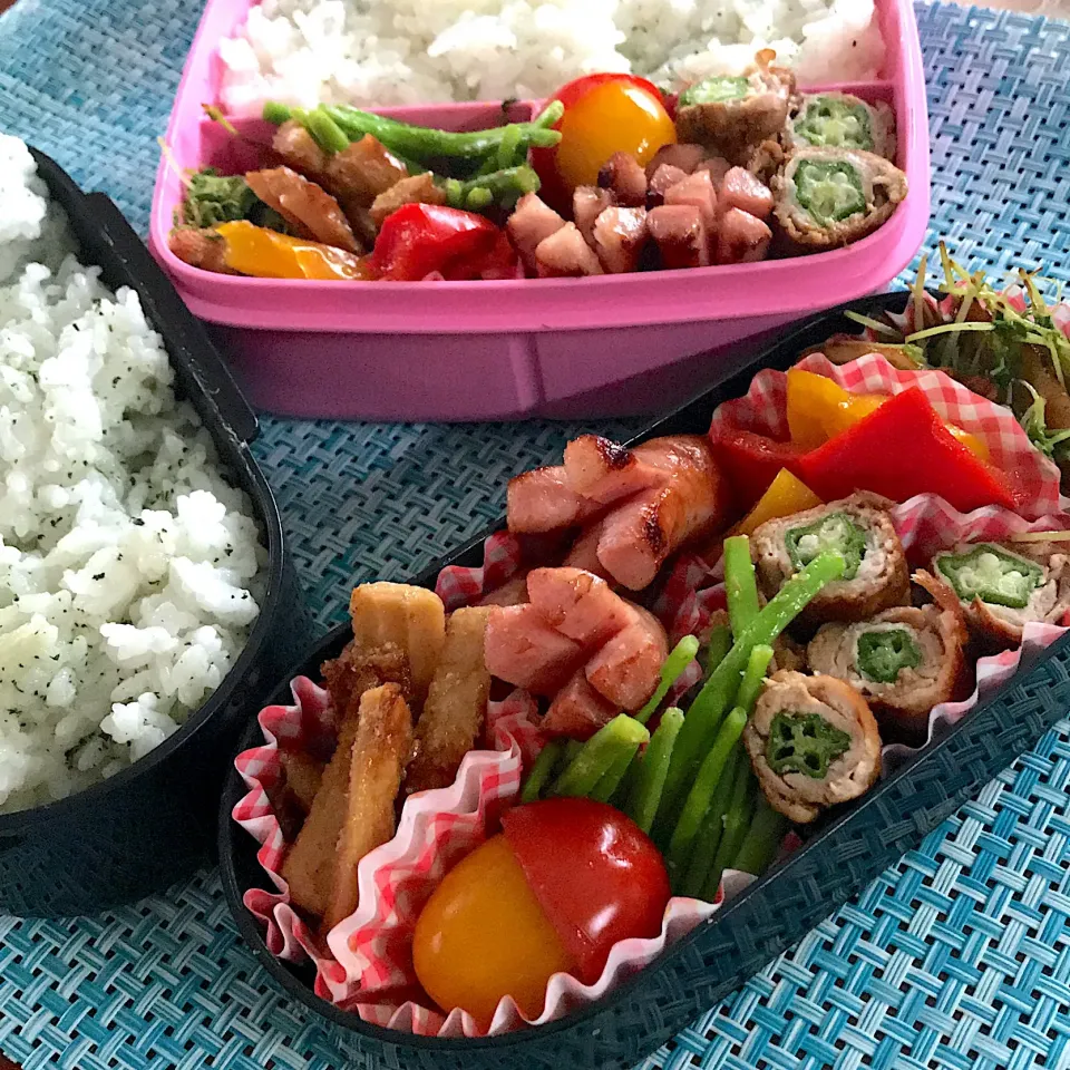 今日のお弁当🍱

十六ささげの胡麻和え
オクラの肉巻き
パプリカのマリネ

どんより気味のお天気
お弁当箱の中だけでも
明るい気分で🎶

今日も傘を持っていくのを
忘れないように
気をつけていってらっしゃい👋😊|mokoさん