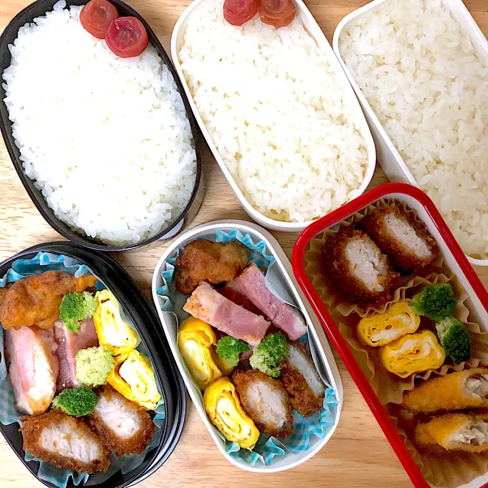 Snapdishの料理写真:高２女子と社会人男子二人分お弁当☆
 #ナッツアレルギー 
 #牛乳アレルギー 
 #お弁当|とんちゃさん