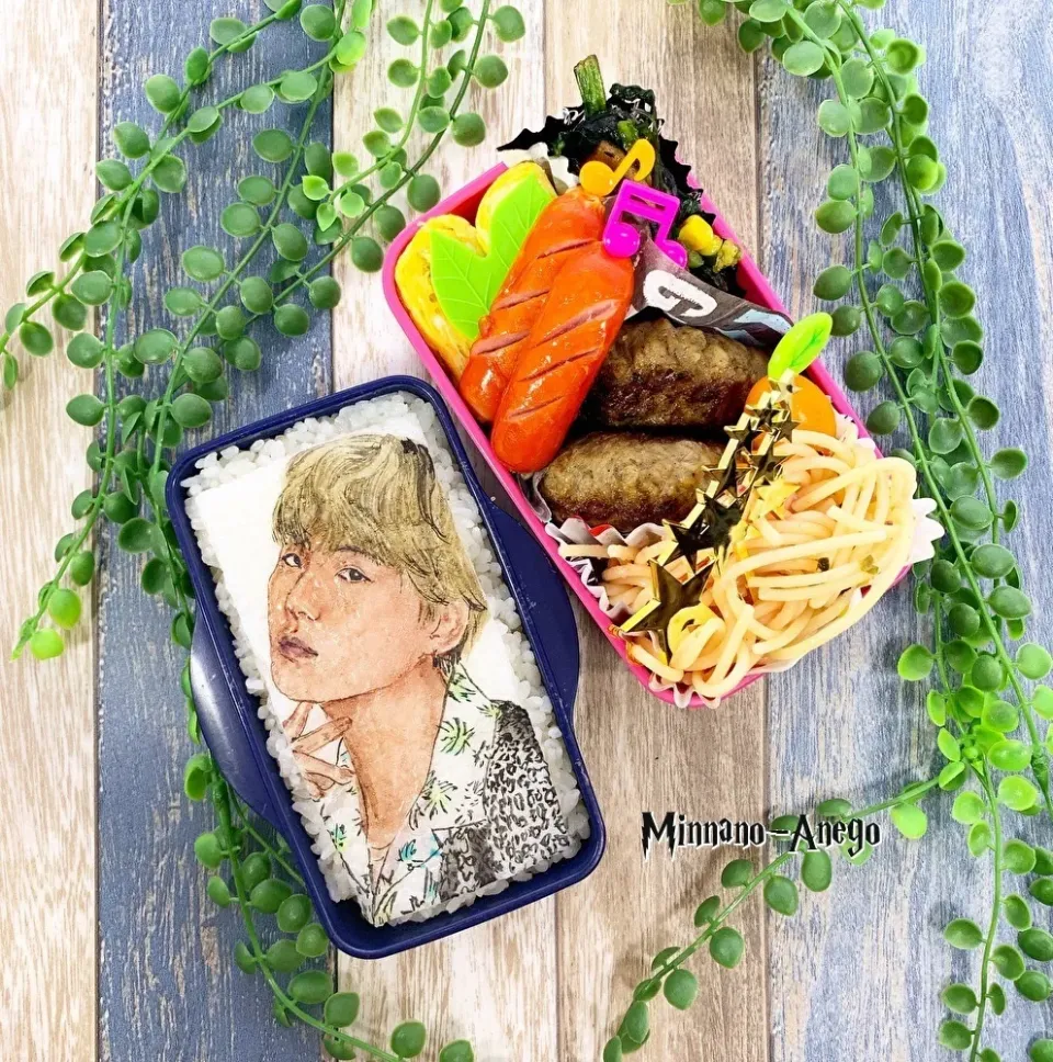 Snapdishの料理写真:BTS『SUGA』弁当
 #オブラートアート 
 #オブアート 
 #似顔絵弁当|みんなのあねごさん