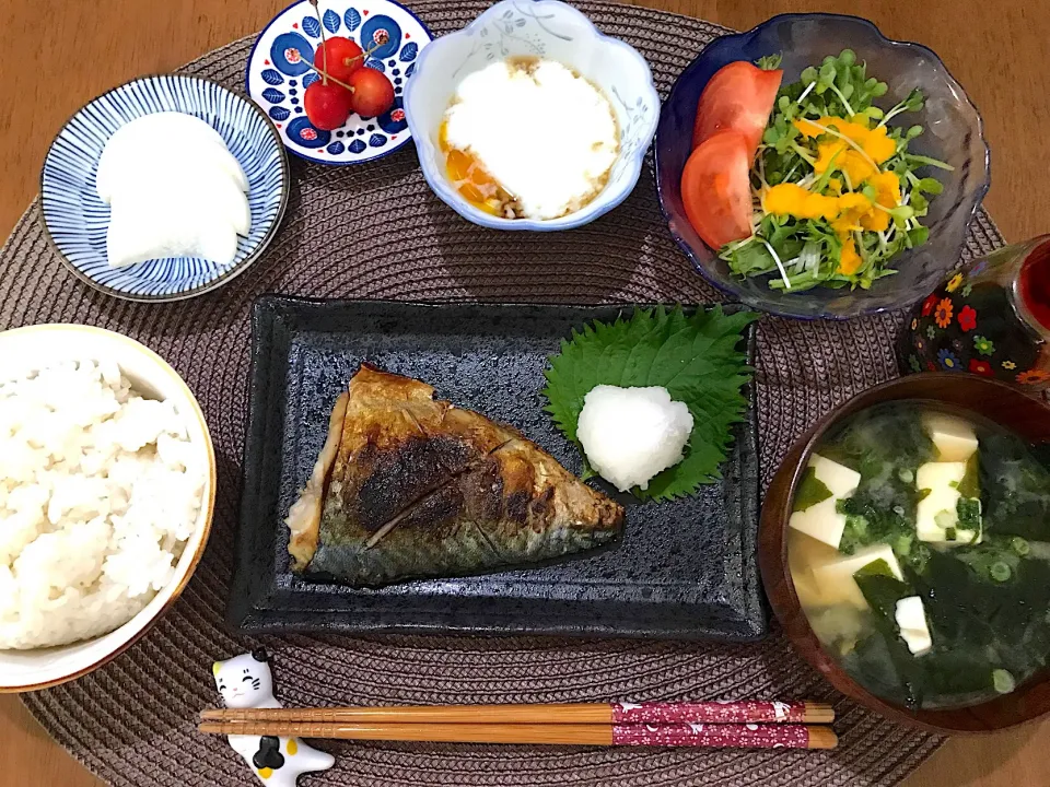 塩サバの朝ごはん定食|ゆうかさんさん