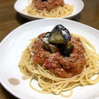 揚げ茄子乗せボロネーゼ🍆