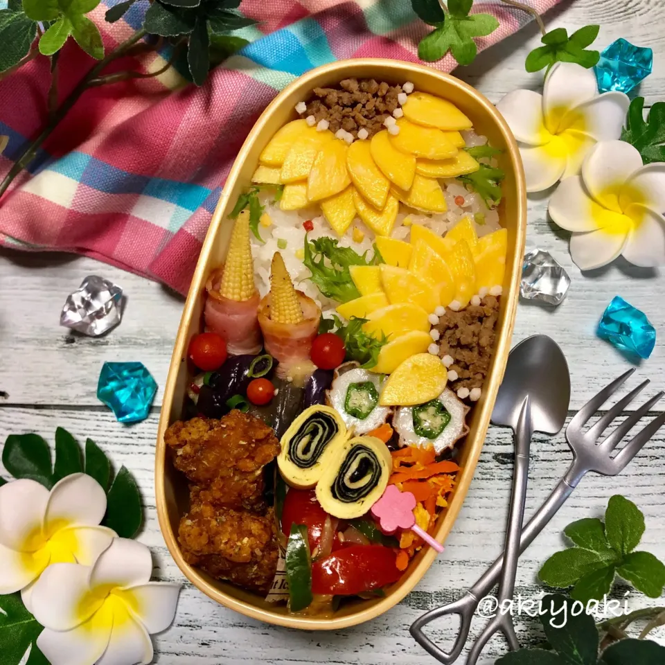 ひまわり弁当|Akiyoෆ¨̮⑅さん