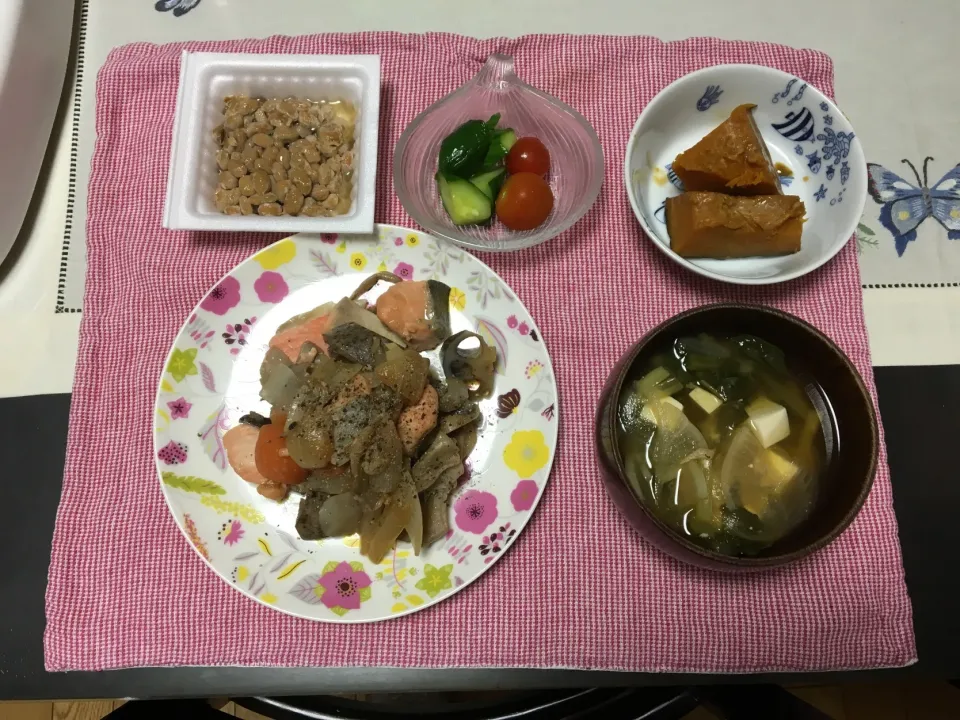 鮭と根菜のバター醤油蒸しのご飯|みよさん