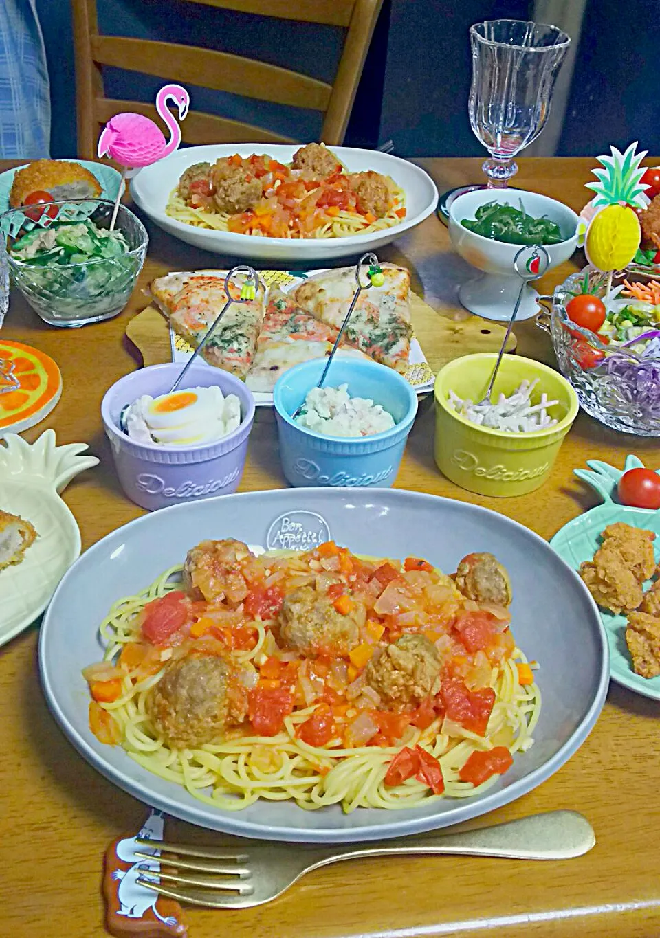 ミートボールスパゲッティ🍝のパーティー料理🎉😋🎵|とししいたけさん