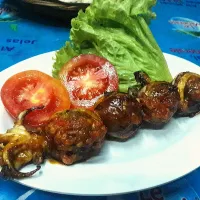 Snapdishの料理写真:sate cumi bakar bakso 2|muhammadfahrudinさん