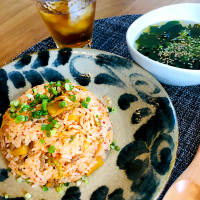 今日のお家で一人ランチは                             長野県塩尻市のソールフード‼️                  キムタクご飯✨ レシピあり💕