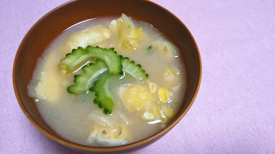 ☆今日の晩ごはん☆　ゴーヤのわたと種のお味噌汁|hamamaさん