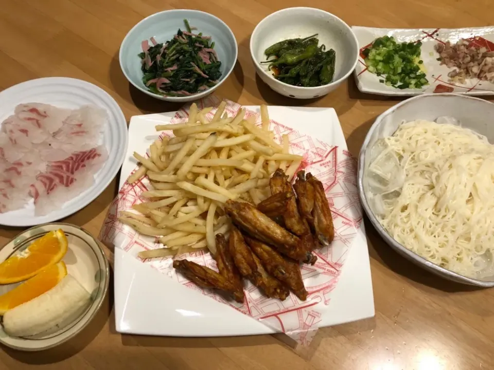 夫作★手羽中唐揚げ＆そうめん|Natsuki Ishikawaさん