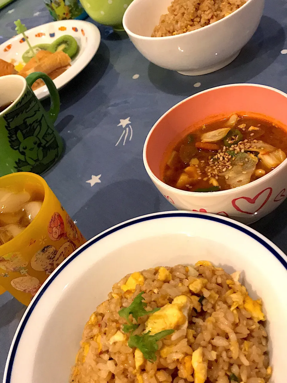 焼き豚玉子チャーハン  純豆腐チゲスープ  麦茶🍹|ch＊K*∀o(^^*)♪さん