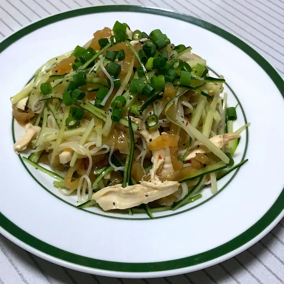 蒸し鶏とクラゲの中華風そうめん|まさとさん