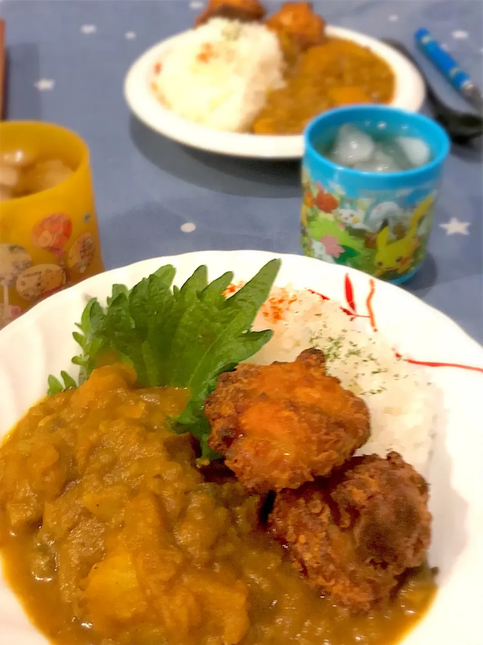 野菜カレー   鶏の唐揚げ  麦茶|ch＊K*∀o(^^*)♪さん