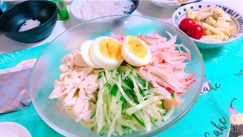 またまた冷やし中華はじめました😋イカ刺しとともに🤩|ゆきさん