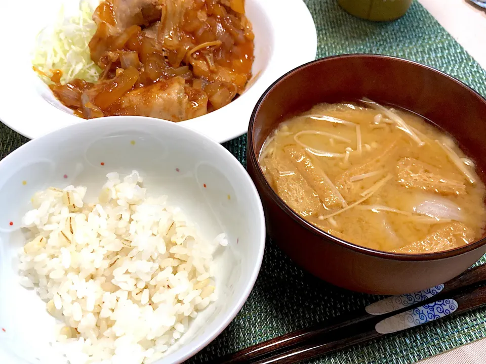 具沢山生姜焼きソースと味噌汁|Mapleさん