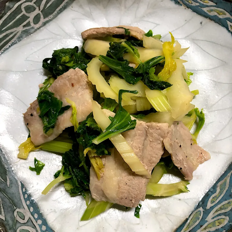 セロリと豚肉の炒め物|かけともさん