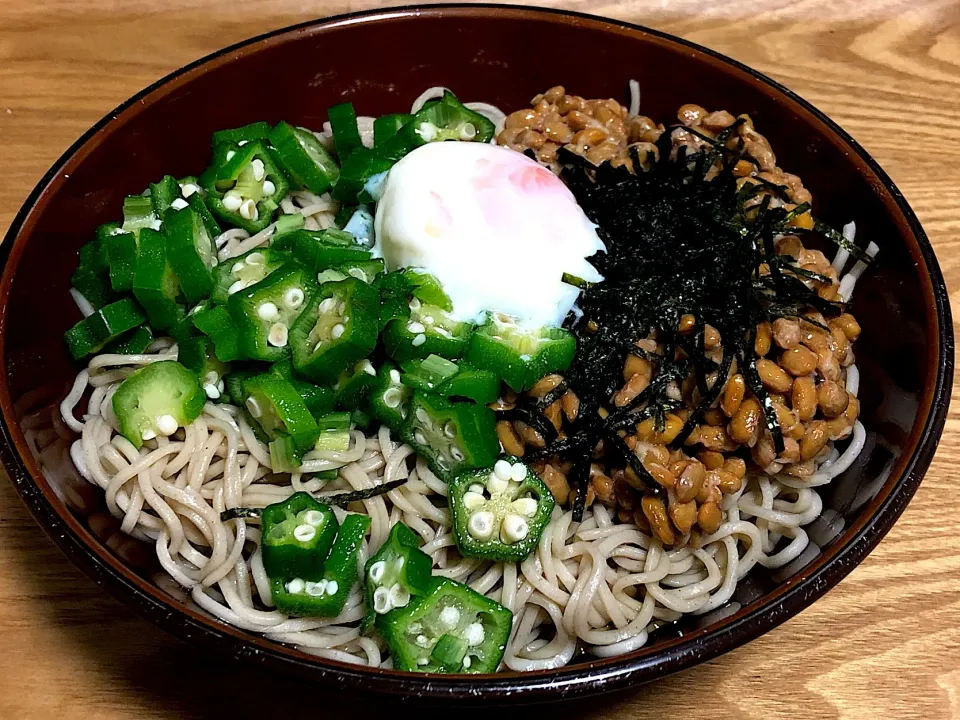 今日の夕食
☆温玉のせオクラ納豆そば|まぁたんさん